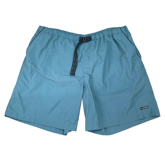 Columbia Short Mens XXL 2XL Dusty Blue Baggies Lightweight Nylon Lined Belted - Picture 1 of 12